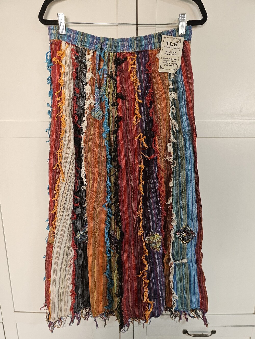 TLB The Little Bazaar Womens M Patchwork Maxi Skirt Boho Cotton Nepal NWT